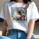 Tシャツ レディース 犬ファン 半袖 春夏 犬柄 プリント カジュアル かわいい 人間用 フィットネス ダンス たまご ポメラニアン バスケット テキスト