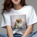Tシャツ レディース 犬ファン 半袖 春夏 犬柄 プリント カジュアル かわいい 人間用 フィットネス ダンス たまご ポメラニアン テキスト