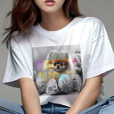 Tシャツ レディース 犬ファン 半袖 春夏 犬柄 プリント カジュアル かわいい 人間用 フィットネス ダンス イースターエッグ ポメラニアン パーティー(4)