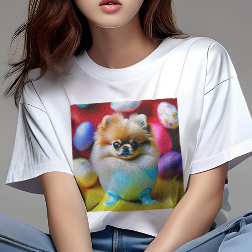 Tシャツ レディース 犬ファン 半袖 春夏 犬柄 プリント カジュアル かわいい 人間用 フィットネス ダンス 卵 ポメラニアン イースター カラフル 春 Tシャツ レディース 犬ファン 半袖 春夏 犬柄 プリント カジュアル かわいい 人間用 フィットネス ダンス 卵 ポメラニアン イースター カラフル 春