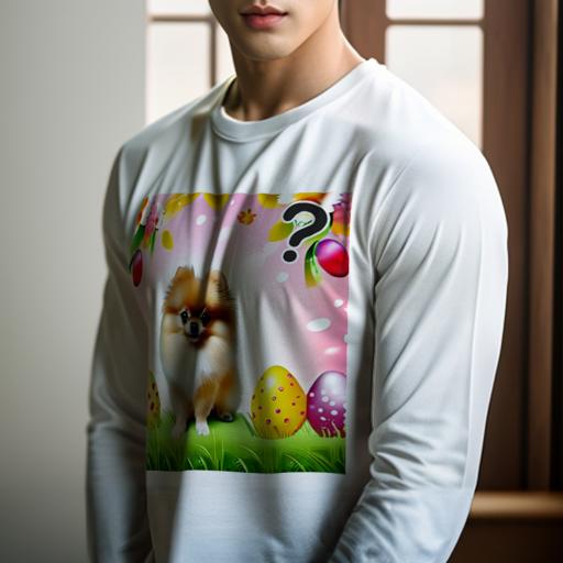 長袖Tシャツ 人間用 メンズ 秋春夏 プリント レジャー アウトドア カジュアル かわいい 犬ファン イースターエッグ ポメラニアン 花 葉