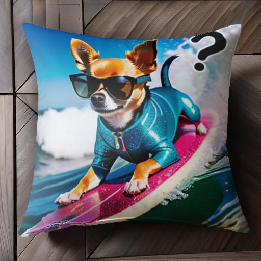 サーフィン チワワ サングラス 青いウェットスーツ 波 クッションカバー 45×45cm アニマル柄 おしゃれ ..