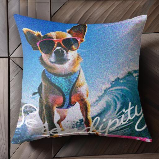 サングラス チワワ サーフィン 波 クッションカバー 45×45cm アニマル柄 おしゃれ 可愛い クッション本..