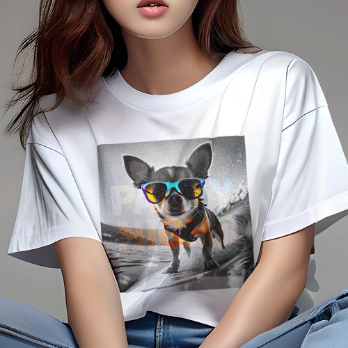 Tシャツ レディース 犬ファン 半袖 春夏 犬柄 プリント カジュアル かわいい 人間用 フィットネス ダンス サングラス チワワ サーフィン Tシャツ レディース 犬ファン 半袖 春夏 犬柄 プリント カジュアル かわいい 人間用 フィットネス ダンス サングラス チワワ サーフィン