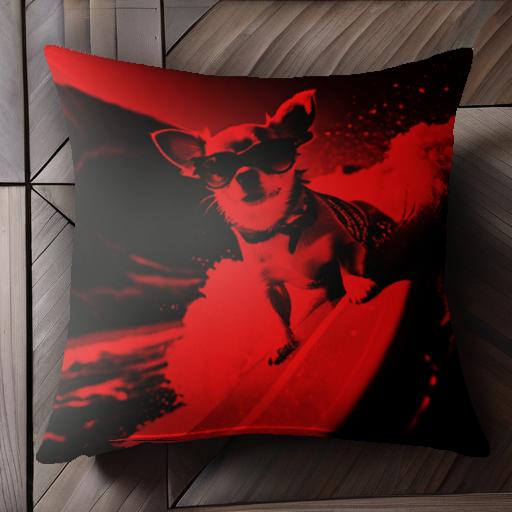 サングラス チワワ サーフィン 海 波 クッションカバー 45×45cm アニマル柄 おしゃれ 可愛い クッショ..