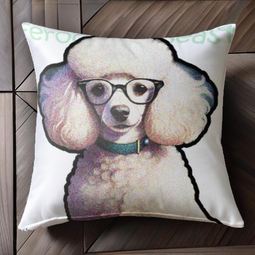 メガネ プードル 首輪 クッションカバー 45×45cm アニマル柄 おしゃれ 可愛い クッション本体付き 正方形 犬ファン