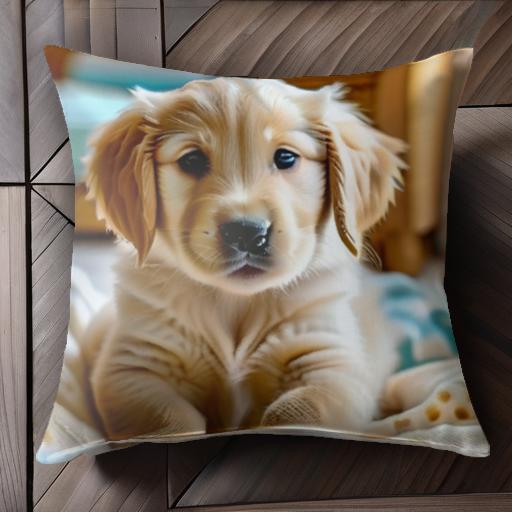 毛布 ゴールデンレトリバー 部屋 可愛い 子犬 クッションカバー 45×45cm アニマル柄 おしゃれ クッション本体付き 正方形 犬ファン