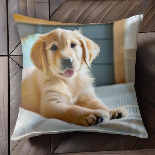 ベッド ゴールデンレトリバー 室内 子犬 かわいい クッションカバー 45×45cm アニマル柄 おしゃれ 可愛..