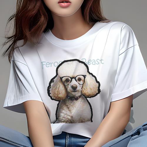 Tシャツ レディース 犬ファン 半袖 春夏 犬柄 プリント カジュアル かわいい 人間用 フィットネス ダンス 眼鏡 プードル Tシャツ レディース 犬ファン 半袖 春夏 犬柄 プリント カジュアル かわいい 人間用 フィットネス ダンス 眼鏡 プードル