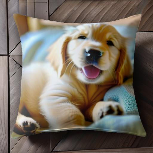 ブランケット ゴールデンレトリバー 笑顔 かわいい 幸せ リラックス クッションカバー 45×45cm アニマ..