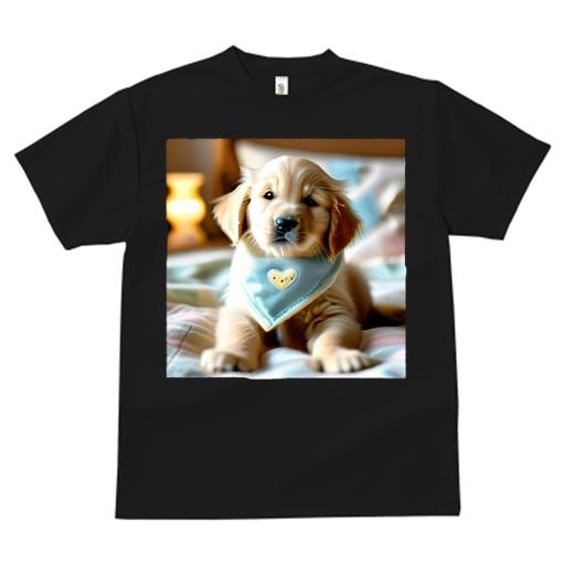Tシャツ メンズ キッズ 犬ファン 半袖 春夏 犬柄 プリント カジュアル かわいい 人間用 フィットネス ダンス バンダナ ゴールデンレトリバー ベッド ランプ