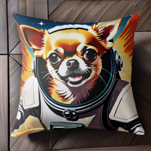 宇宙服 チワワ 宇宙 スター クッションカバー 45×45cm アニマル柄 おしゃれ 可愛い クッション本体付き 正方形 犬ファン