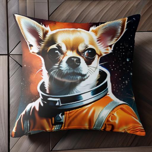 宇宙 チワワ 宇宙飛行士 SF 星 オレンジ色のジャンプスーツ クッションカバー 45×45cm アニマル柄 おし..