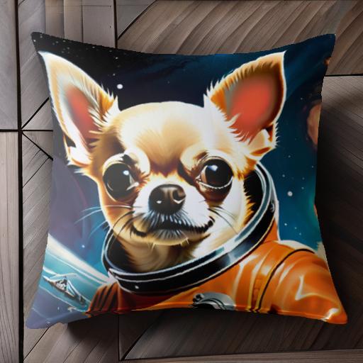 宇宙服 チワワ 宇宙 惑星 スターシップ クッションカバー 45×45cm アニマル柄 おしゃれ 可愛い クッシ..