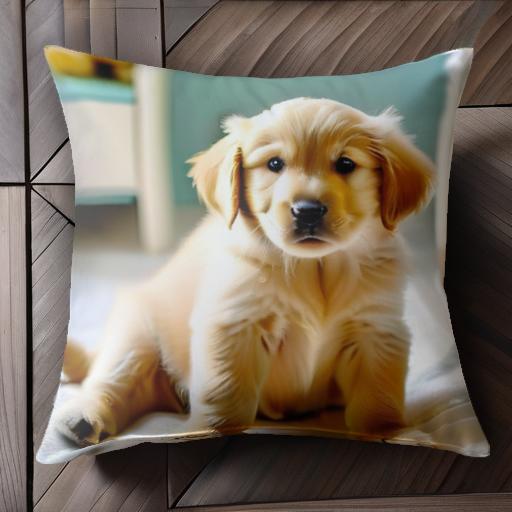 子犬 ゴールデンレトリーバー 室内 おもちゃ ベッド クッションカバー 45×45cm アニマル柄 おしゃれ 可..