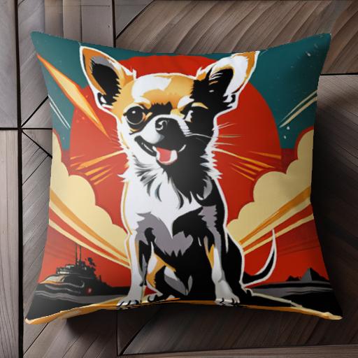 宇宙船 チワワ 太陽 雲 放射線 クッションカバー 45×45cm アニマル柄 おしゃれ 可愛い クッション本体付き 正方形 犬ファン