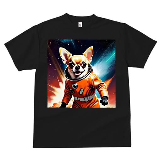 Tシャツ レディース 犬ファン 半袖 春夏 犬柄 プリント カジュアル かわいい 人間用 フィットネス ダンス 宇宙 チワワ 宇宙飛行士 宇宙服 ロケット