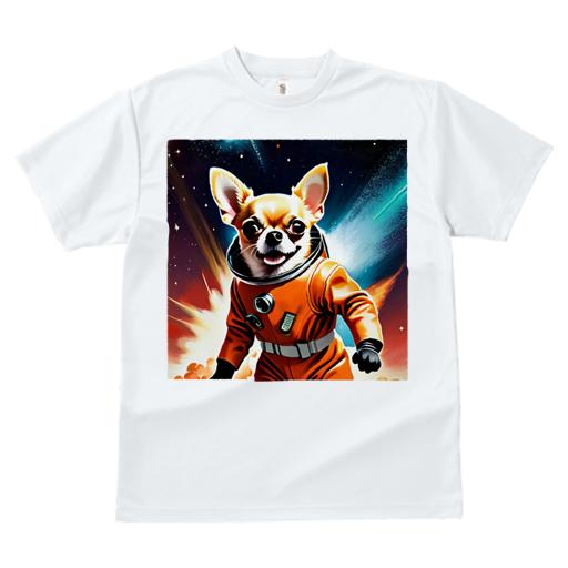 Tシャツ レディース 犬ファン 半袖 春夏 犬柄 プリント カジュアル かわいい 人間用 フィットネス ダンス 宇宙 チワワ 宇宙飛行士 宇宙服 ロケット
