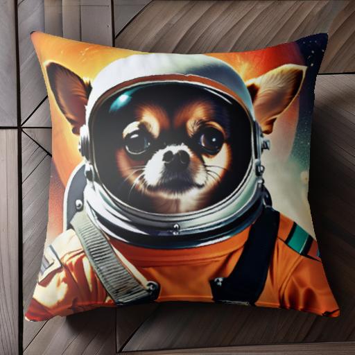 宇宙服 チワワ 宇宙 惑星 SF 可愛い クッションカバー 45×45cm アニマル柄 おしゃれ クッション本体付き 正方形 犬ファン