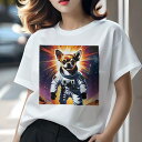 Tシャツ レディース 犬ファン 半袖 春夏 犬柄 プリント カジュアル かわいい 人間用 フィットネス ダンス 宇宙服 チワワ 宇宙 星 爆発(4)