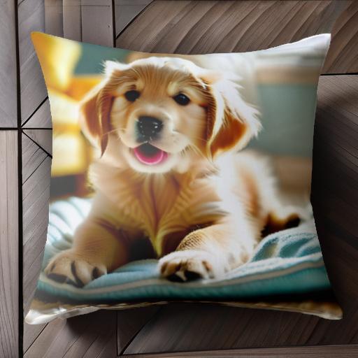 ベッド ゴールデンレトリバー 部屋 椅子 窓 クッションカバー 45×45cm アニマル柄 おしゃれ 可愛い ク..