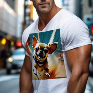 Tシャツ メンズ キッズ 犬ファン 半袖 春夏 犬柄 プリント カジュアル かわいい 人間用 フィットネス ダンス 爆発 チワワ 砂漠 空