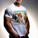 Tシャツ メンズ キッズ 犬ファン 半袖 春夏 犬柄 プリント カジュアル かわいい 人間用 フィットネス ダンス 笑顔 ゴールデンレトリバー 可愛い ベッド クッション 幸せ(4)
