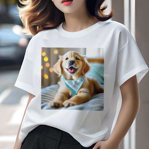 Tシャツ レディース 犬ファン 半袖 春夏 犬柄 プリント カジュアル かわいい 人間用 フィットネス ダン..