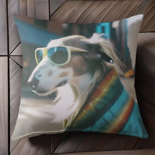 サングラス ボーダーコリー ストリート 洋服 おしゃれ カジュアル クッションカバー 45×45cm アニマル柄 可愛い クッション本体付き 正方形 犬ファン