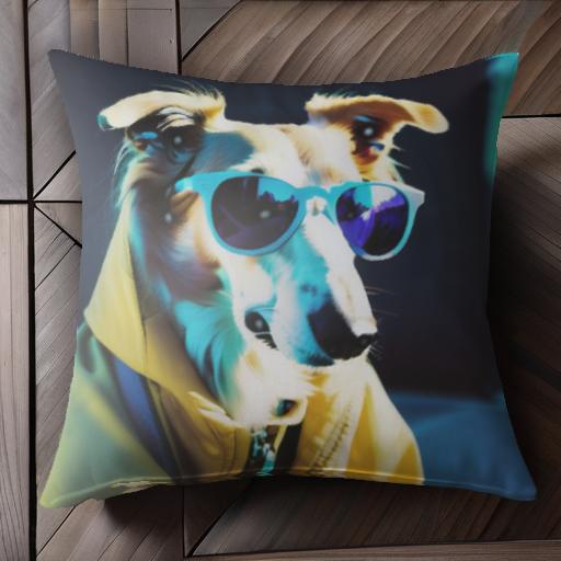 サングラス ボーダーコリー 黄色いジャケット クッションカバー 45×45cm アニマル柄 おしゃれ 可愛い クッション本体付き 正方形 犬ファン