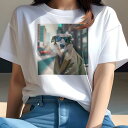 Tシャツ レディース 犬ファン 半袖 春夏 犬柄 プリント カジュアル かわいい 人間用 フィットネス ダンス サングラス ボルゾイ コート 都市 車
