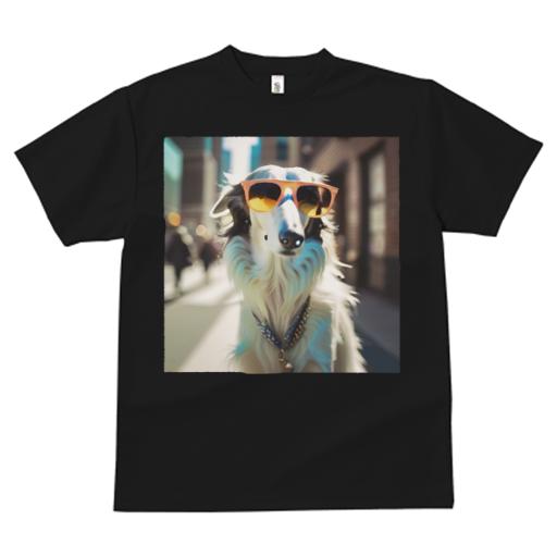 Tシャツ レディース 犬ファン 半袖 春夏 犬柄 プリント カジュアル かわいい 人間用 フィットネス ダンス サングラス ボルゾイ 街 首輪 鎖