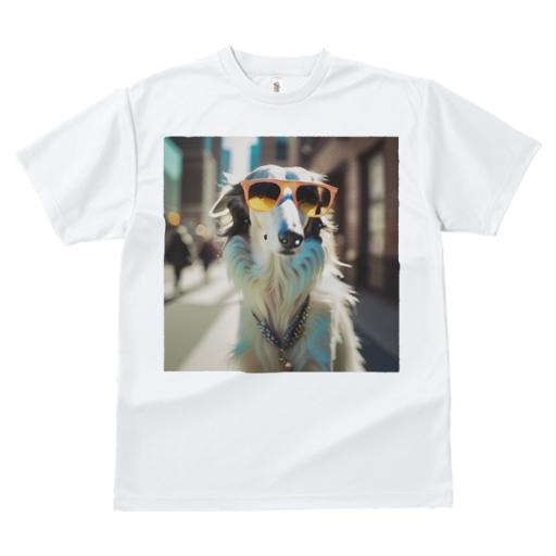 Tシャツ レディース 犬ファン 半袖 春夏 犬柄 プリント カジュアル かわいい 人間用 フィットネス ダンス サングラス ボルゾイ 街 首輪 鎖