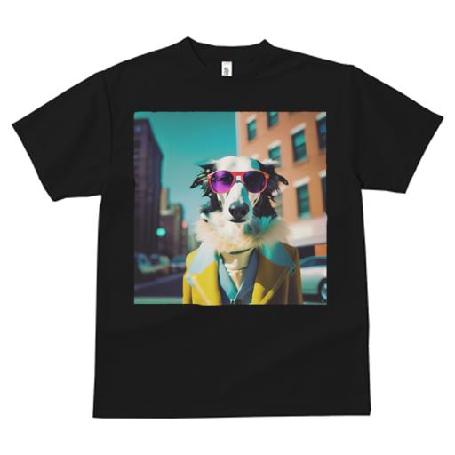 Tシャツ レディース 犬ファン 半袖 春夏 犬柄 プリント カジュアル かわいい 人間用 フィットネス ダンス サングラス ボルゾイ 黄色いコート 街