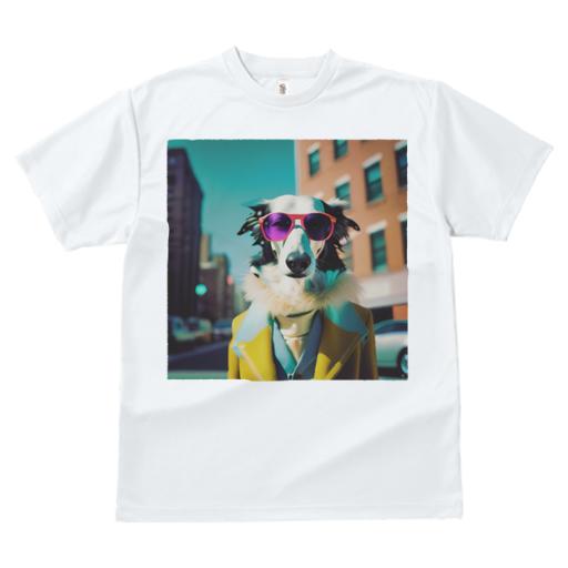 Tシャツ レディース 犬ファン 半袖 春夏 犬柄 プリント カジュアル かわいい 人間用 フィットネス ダンス サングラス ボルゾイ 黄色いコート 街