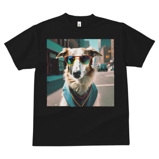 Tシャツ レディース 犬ファン 半袖 春夏 犬柄 プリント カジュアル かわいい 人間用 フィットネス ダンス サングラス ボルゾイ 街 ネクタイ
