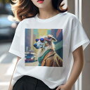 Tシャツ レディース 犬ファン 半袖 春夏 犬柄 プリント カジュアル かわいい 人間用 フィットネス ダンス サングラス ボルゾイ コート マフラー 都会 車