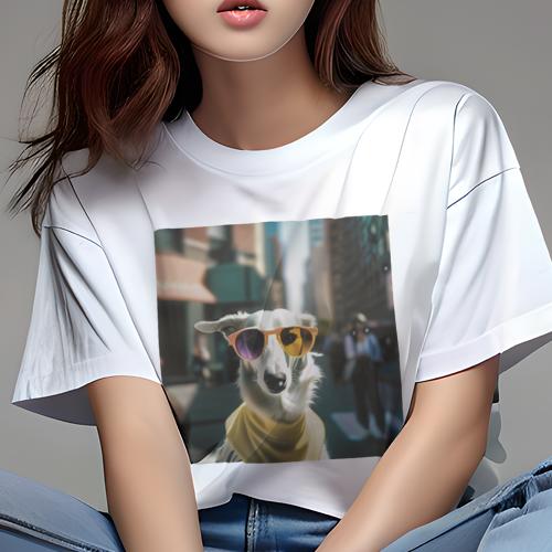Tシャツ レディース 犬ファン 半袖 春夏 犬柄 プリント カジュアル かわいい 人間用 フィットネス ダンス サングラス ボルゾイ 街 バンダナ Tシャツ レディース 犬ファン 半袖 春夏 犬柄 プリント カジュアル かわいい 人間用 フィットネス ダンス サングラス ボルゾイ 街 バンダナ