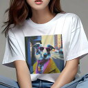 Tシャツ レディース 犬ファン 半袖 春夏 犬柄 プリント カジュアル かわいい 人間用 フィットネス ダンス サングラス ボーダーコリー コート マフラー 都...