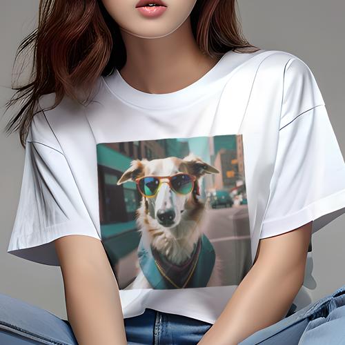 Tシャツ レディース 犬ファン 半袖 春夏 犬柄 プリント カジュアル かわいい 人間用 フィットネス ダンス サングラス ボルゾイ 街 ネクタイ Tシャツ レディース 犬ファン 半袖 春夏 犬柄 プリント カジュアル かわいい 人間用 フィットネス ダンス サングラス ボルゾイ 街 ネクタイ