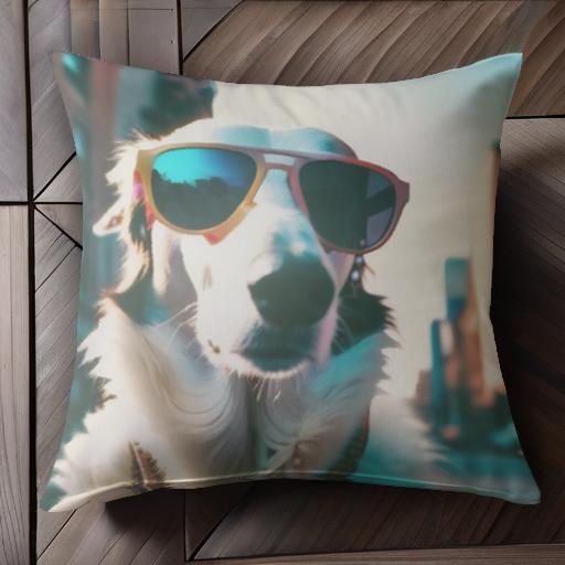 サングラス ボーダーコリー 街 クッションカバー 45×45cm アニマル柄 おしゃれ 可愛い クッション本体付き 正方形 犬ファン