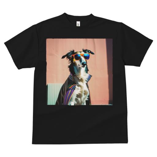 Tシャツ レディース 犬ファン 半袖 春夏 犬柄 プリント カジュアル かわいい 人間用 フィットネス ダンス サングラス ボルゾイ カラフルな服 壁