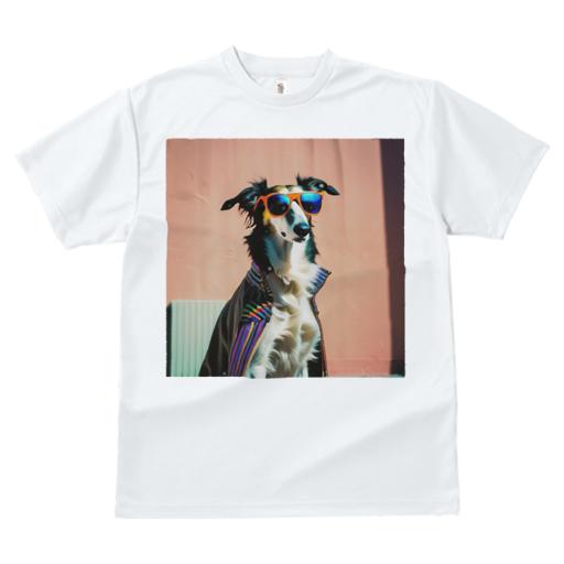 Tシャツ レディース 犬ファン 半袖 春夏 犬柄 プリント カジュアル かわいい 人間用 フィットネス ダンス サングラス ボルゾイ カラフルな服 壁