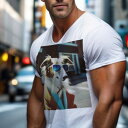 Tシャツ メンズ キッズ 犬ファン 半袖 春夏 犬柄 プリント カジュアル かわいい 人間用 フィットネス ダンス サングラス ボルゾイ コート 街