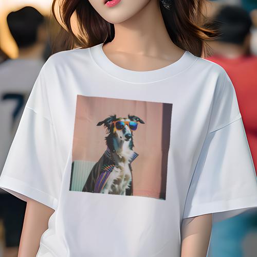 Tシャツ レディース 犬ファン 半袖 春夏 犬柄 プリント カジュアル かわいい 人間用 フィットネス ダンス サングラス ボルゾイ カラフルな服 壁 Tシャツ レディース 犬ファン 半袖 春夏 犬柄 プリント カジュアル かわいい 人間用 フィットネス ダンス サングラス ボルゾイ カラフルな服 壁