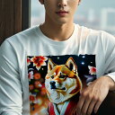 長袖Tシャツ 人間用 メンズ 秋春夏 プリント レジャー アウトドア カジュアル かわいい 犬ファン 花 柴犬 和服 夜