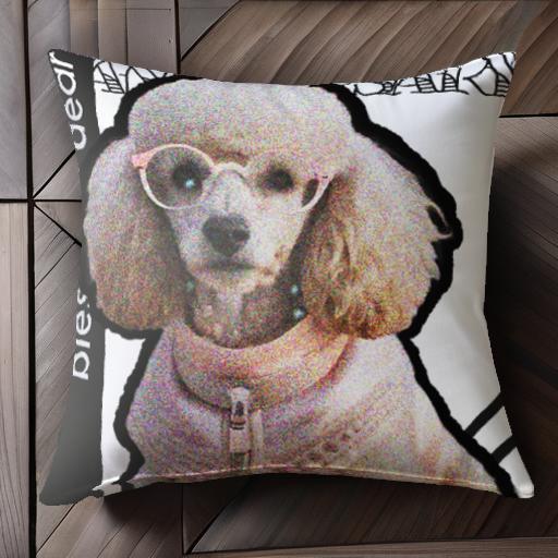 メガネ プードル ペットの服 カワイイ おしゃれ クッションカバー 45×45cm アニマル柄 可愛い クッション本体付き 正方形 犬ファン