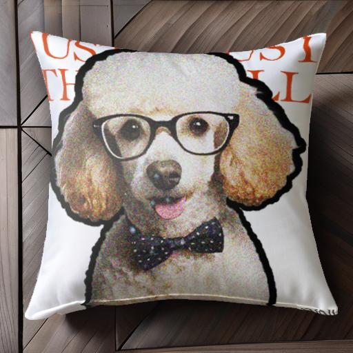 眼鏡 プードル 蝶ネクタイ 文字 クッションカバー 45×45cm アニマル柄 おしゃれ 可愛い クッション本体付き 正方形 犬ファン
