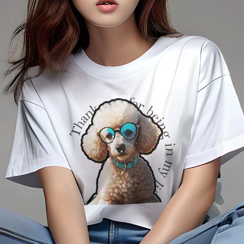 Tシャツ レディース 犬ファン 半袖 春夏 犬柄 プリント カジュアル かわいい 人間用 フィットネス ダンス メガネ プードル カラー Tシャツ レディース 犬ファン 半袖 春夏 犬柄 プリント カジュアル かわいい 人間用 フィットネス ダンス メガネ プードル カラー