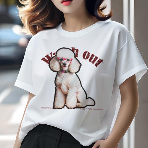 Tシャツ レディース 犬ファン 半袖 春夏 犬柄 プリント カジュアル かわいい 人間用 フィットネス ダンス 眼鏡 プードル